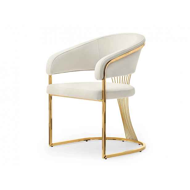 Designová jídelní židle PAULINA - krémová / zlatá
