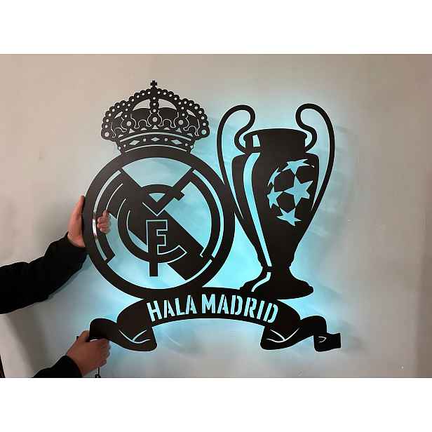 Real Madrid Hala Madrid Dřevěný 3D obraz XXL Dálkové ovládání Stojan na telefon