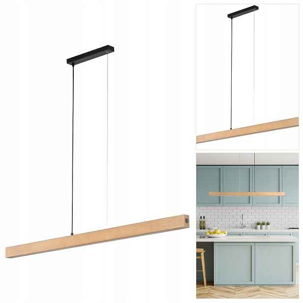 Závěsná lampa Teo černé dřevo Led útulné světlo v kanceláři Tk Lighting