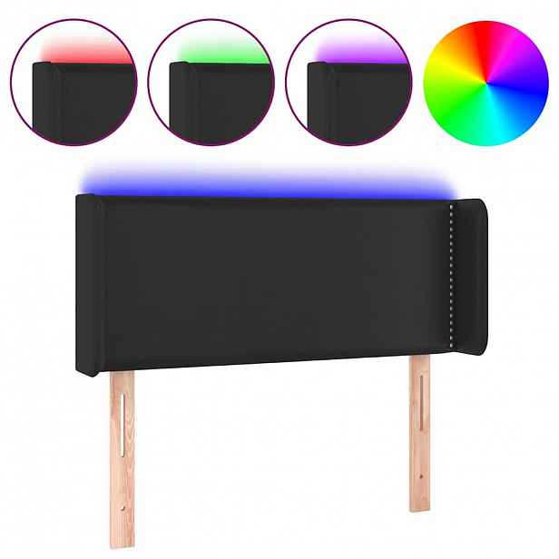 vidaXL Čelo postele s LED černé 83 x 16 x 78/88 cm umělá kůže