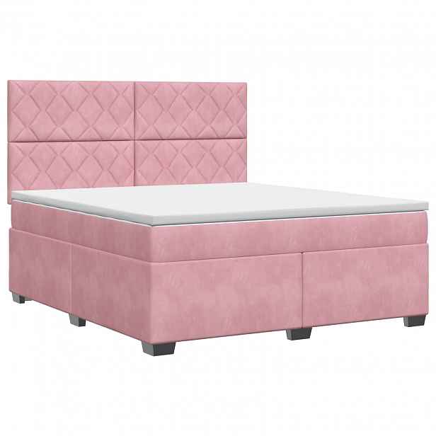 vidaXL Postel boxspring s matrací s čelo Růžová 160 x 200 cm Samet