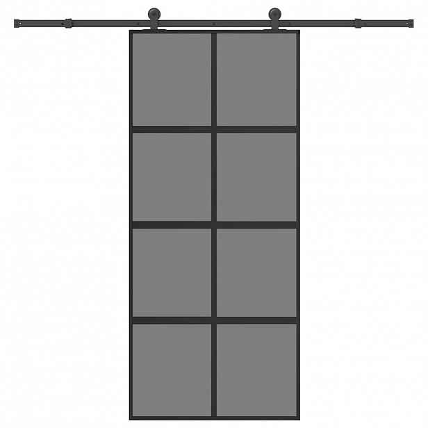 vidaXL Posuvné dveře s kováním 90x205 cm tvrzeného sklo a hliník