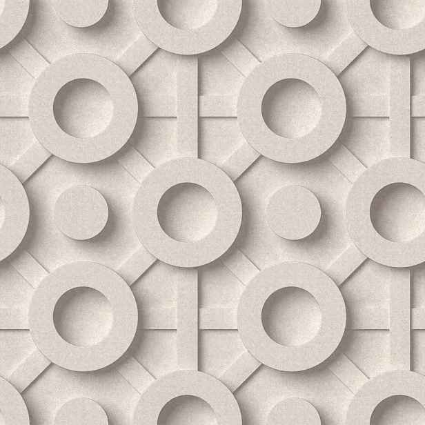 Béžová Geometrická Tapeta Do Obývacího Pokoje Kombinovaná Kolečka 3D Efekt Tapety