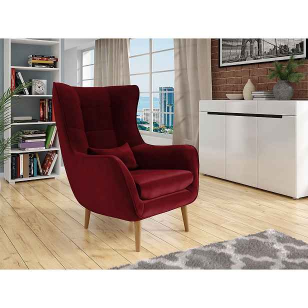 Designové křeslo ušák LEVI - červené