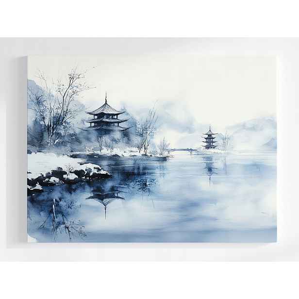 Plakát Krajina Asie Japonsko Hory Voda Pagoda Odraz 100x75