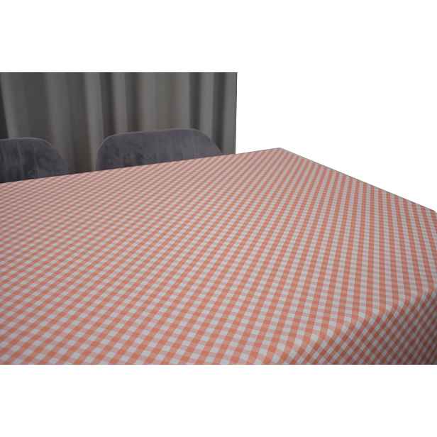 Ubrus Odolný Proti Skvrnám 110 X 230 CM, Bílo Oranžová Mřížka, Zahrada, Léto