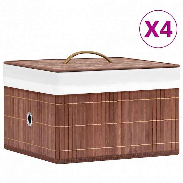 vidaXL Bambusové úložné boxy 4 ks hnědé