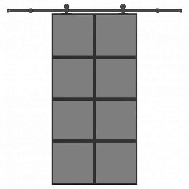 vidaXL Posuvné dveře s kováním 102,5x205 cm tvrzeného sklo a hliník