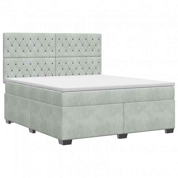 vidaXL Postel boxspring s matrací Světle šedá 180 x 200 cm Samet