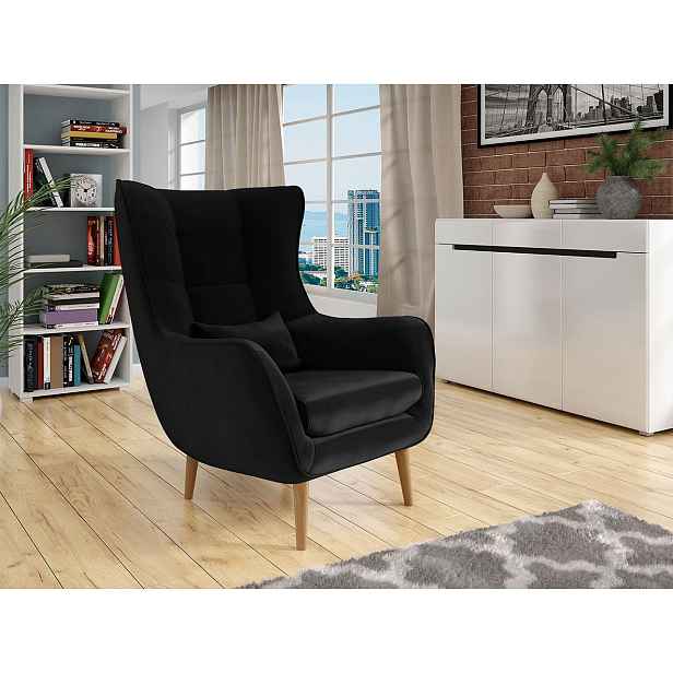 Designové křeslo ušák LEVI - černé