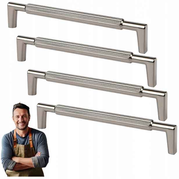 Nábytková Úchytka do zásuvky Randi 160 mm Podélné Rýhovadlo, černý, 4 ks