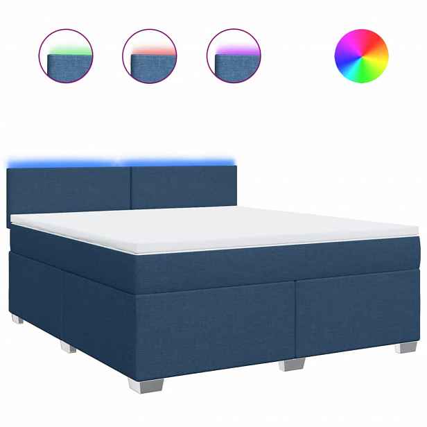 vidaXL Box spring postel s matrací modrá 180x200 cm textil