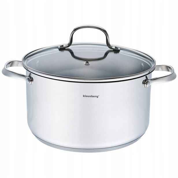 Hrnec ocelový s poklicí velké úchyty rukojeti 24cm objem 5,9L Klausberg
