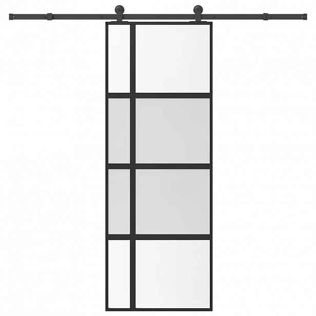 vidaXL Posuvné dveře s kováním 76x205 cm tvrzeného sklo a hliník