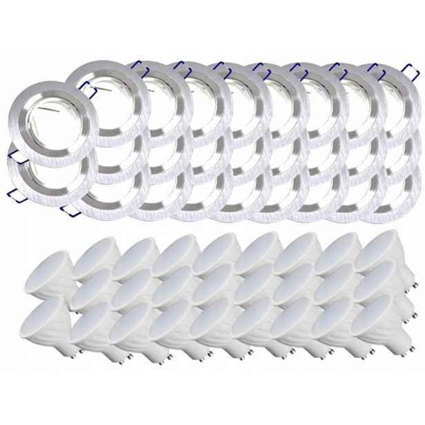 26 x Hliníková Lampa Inox Stropní Zapuštěná Led Žárovky 1,5W