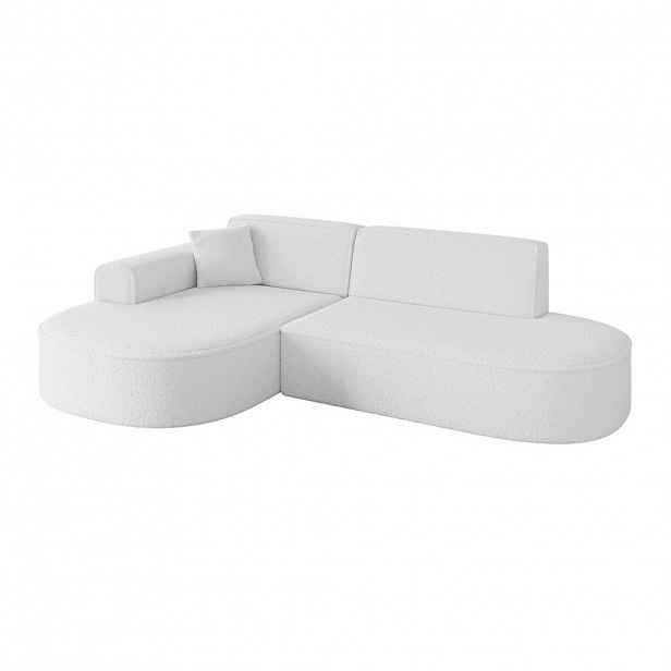 ALTDECOR ROHOVÁ SEDACÍ SOUPRAVA s otomanem vlevo MARI-L1 – 243 x 171 x 79 cm, bílá buklé