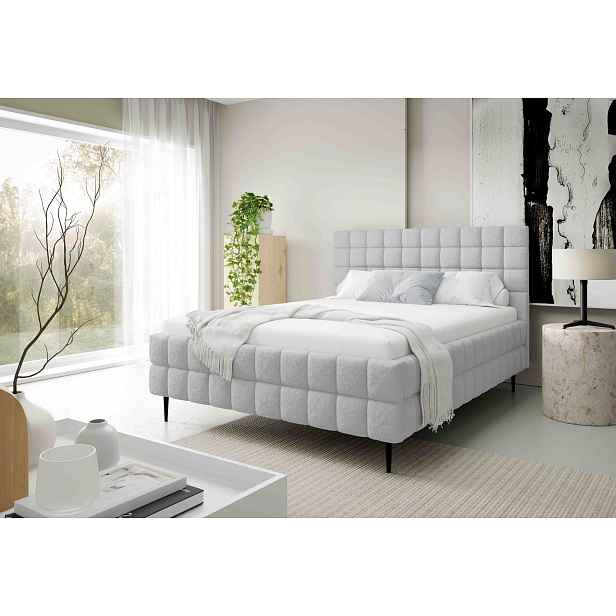 Čalouněná postel 160x200 LAILA LEG s úložným prostorem - světle šedá
