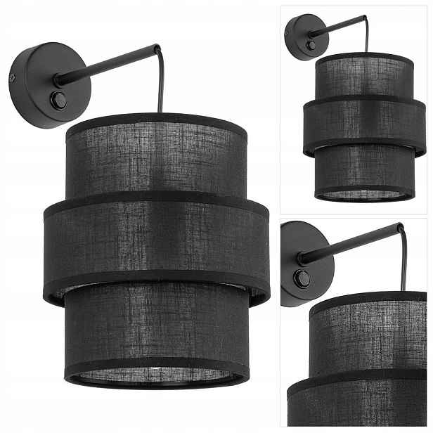 Černé nástěnné svítidlo Calisto je moderní nad zrcadlem v koupelně Tk Lighting