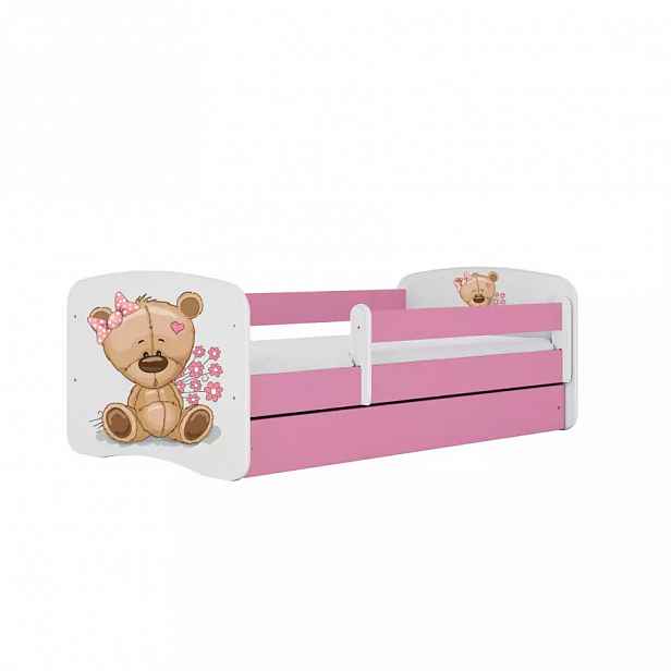 Dětská postel Babydreams růžová 70x140 Medvídek s kytičkami