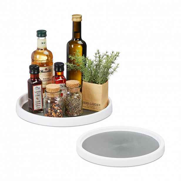 Relaxdays PODNOS Bílá šedá 2dílná sada otočný plast protiskluzový 30 cm