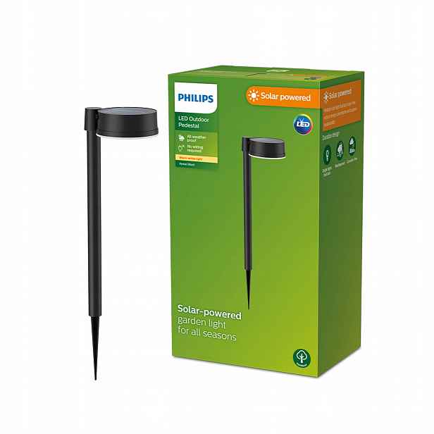 Zahradní Led svítidlo Sloupkové solární Vynce 1,5W 2700K IP44 Senzor Philips