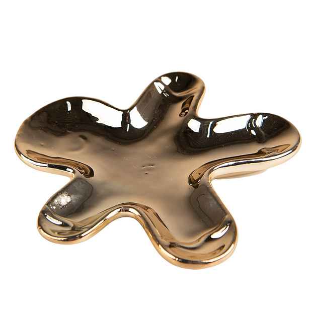 Zlatý porcelánový dekorativní talířek Perníček - 13*12*1 cm Clayre & Eef