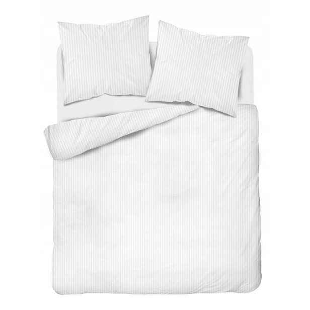 Povlečení damaškové 220x200 bílé jednobarevné proužky 1 cm Pure