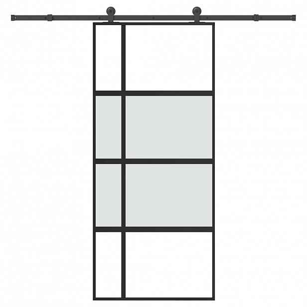 vidaXL Posuvné dveře s kováním 90x205 cm tvrzeného sklo a hliník