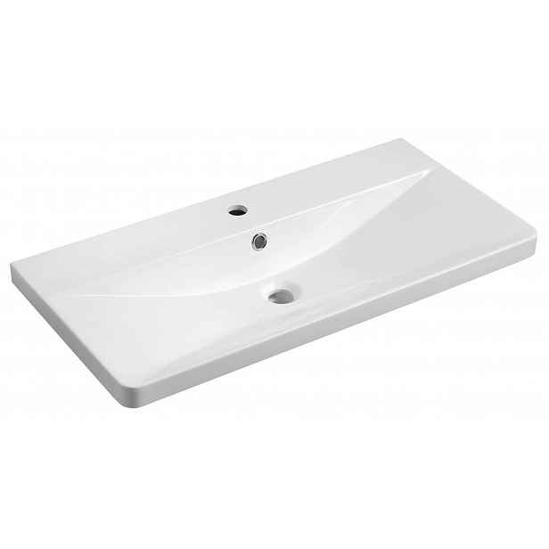 Aqualine Sen - Umyvadlo 81x40 cm, s přepadem, otvor pro baterii, bílá SN810