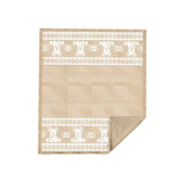 Béžová flanelová deka s vánočním motivem 130x160 cm XMAS – Tiseco Home Studio