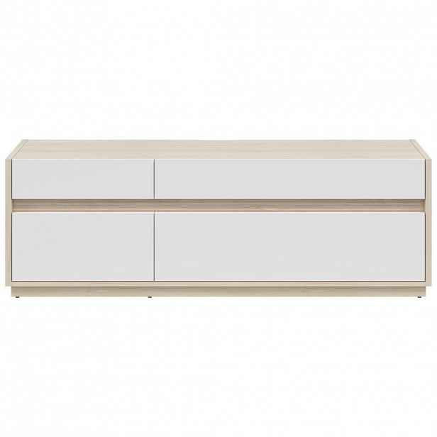 Hom`in KOMODA POD TELEVIZI, bílá, barvy dubu, 173,5/58,2/42 cm