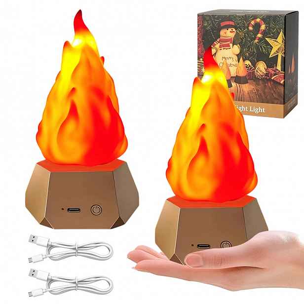 Noční Lampa S Efektem Ohně 1200 Mah, Usb, Teplé Světlo Jako Dárek