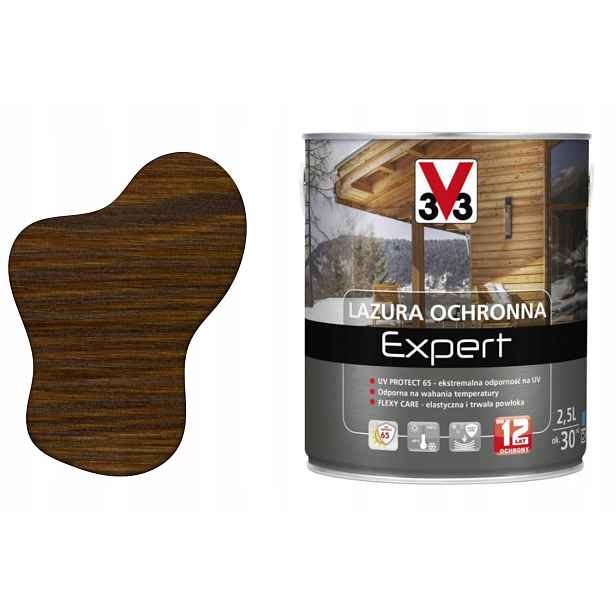 Ochranná lazura V33 Expert tmavý ořech 2,5 l