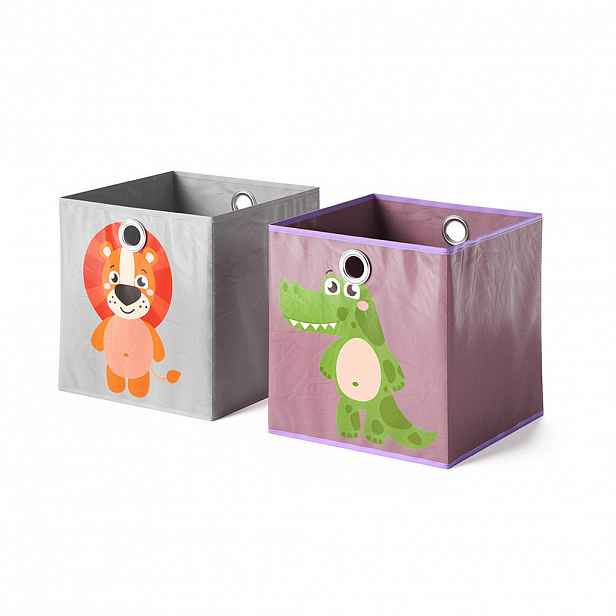Vicco SKLÁDACÍ BOX Šedá/fialová 30 x 30 cm Sada 2 kusů