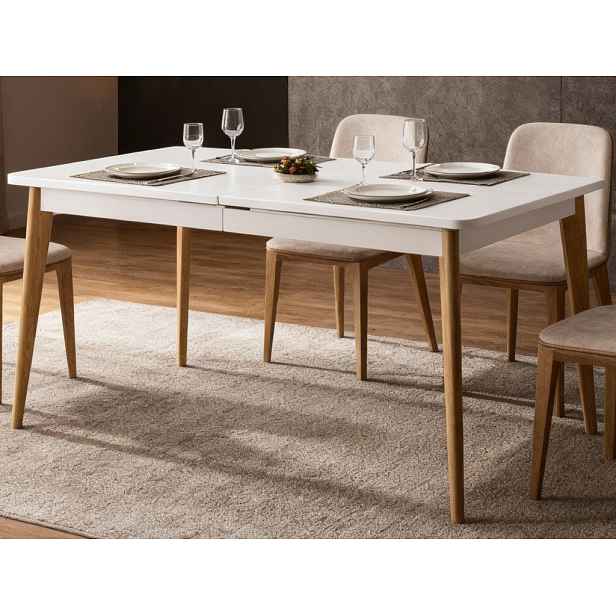 Rozkládací jídelní stůl Nordi 140x80 cm, dub/bílý