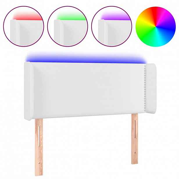 vidaXL Čelo postele s LED bílé 103 x 16 x 78/88 cm umělá kůže