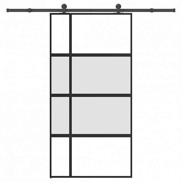 vidaXL Posuvné dveře s kováním 102,5x205 cm tvrzeného sklo a hliník