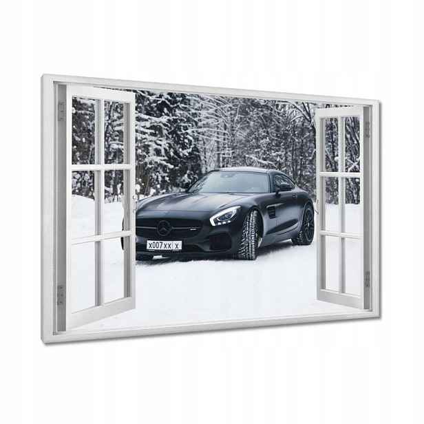 Obrazy 90x60 Černý Mercedes Zima