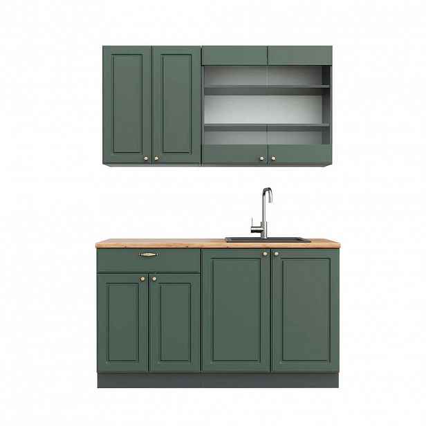 Vicco JEDNOTKOVÁ KUCHYNĚ Fame-Line Zeleno-zlatá Country House/Anthracite 140 cm , PD Dub