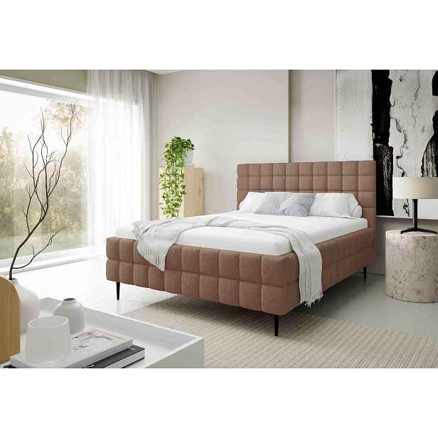 Čalouněná postel 180x200 LAILA LEG s úložným prostorem - čokoládová
