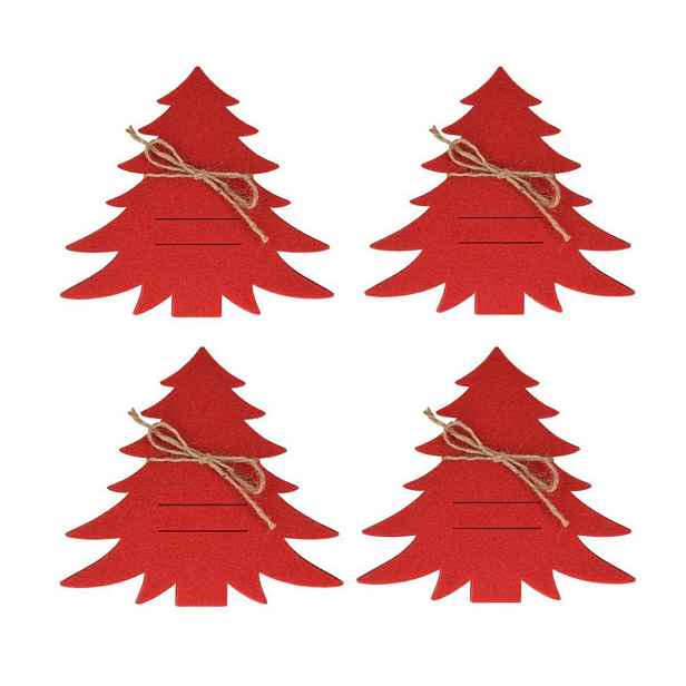 H&S Decoration Sada 4 ks vánočních obalů na příbor Red Tree červená