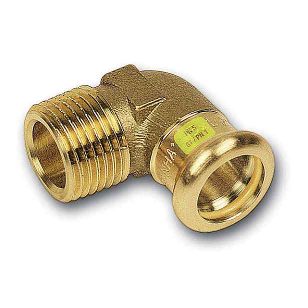 Koleno 90° lisovací Sanha Cu Press Gas 11092G 15 mm × 1/2" vnější závit