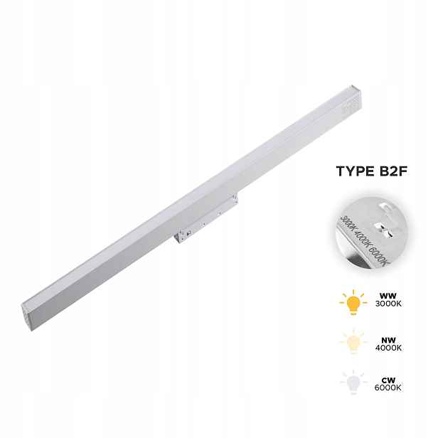 Lineární reflektor Bílý Led Flood 20W 3CCT Typ B2F pro Smart Track 48VDC