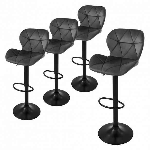 ML-DESIGN SADA 4 barových židliček, šedý samet