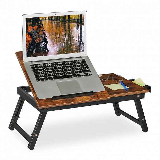 Relaxdays STOLEK tmavě hnědý černý bambus 55x35 cm