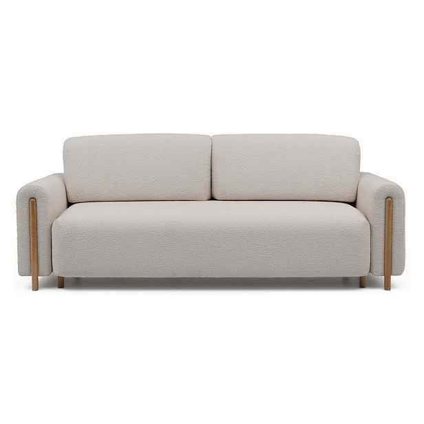 Šedobéžová rozkládací/s úložným prostorem pohovka z textilie bouclé 244 cm Arcadova – ELTAP