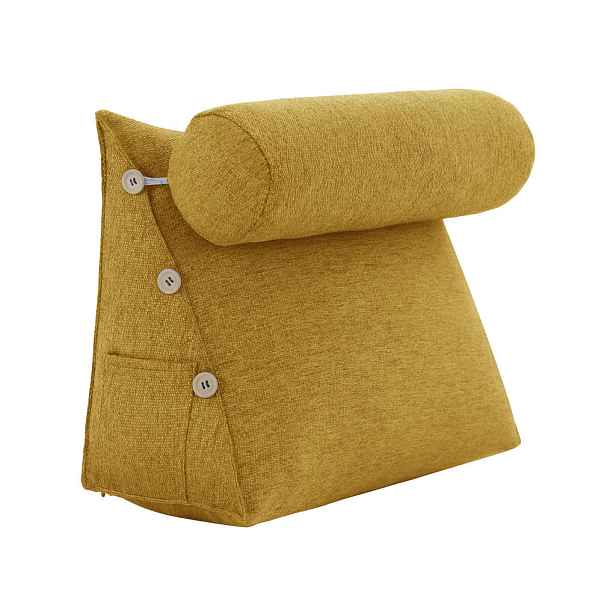 Vercart KLÍNOVÝ POLŠTÁŘ s podhlavníkem vzhled lnu Žlutý 60 cm