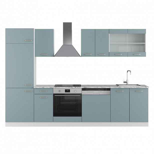 Vicco KUCHYŇSKÝ KOUT R-Line Modrošedá 300 cm s pracovní deskou
