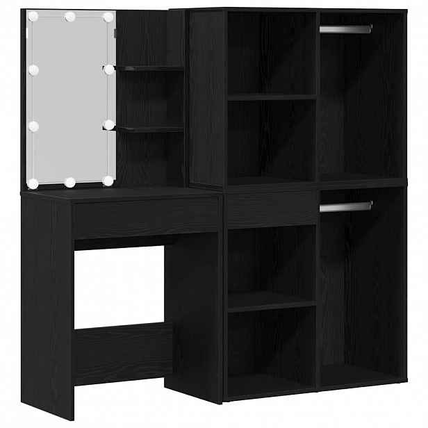 vidaXL LED Toaletní stolek Set Černý dub 140 x 40 x 140 cm