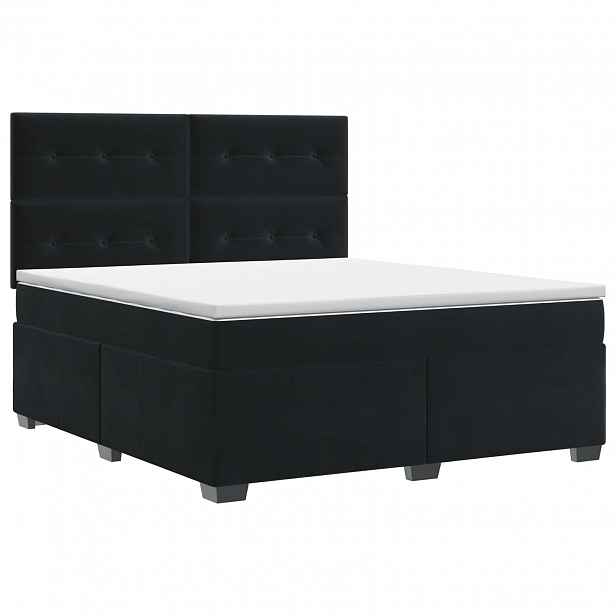 vidaXL Postel boxspring s matrací s čelo Černá 180 x 200 cm Samet